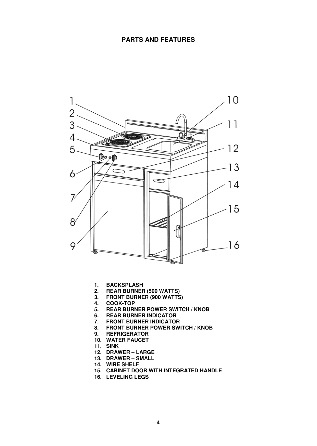 Parts diagram for the Avanti Products CK3016, from the manufacturer document