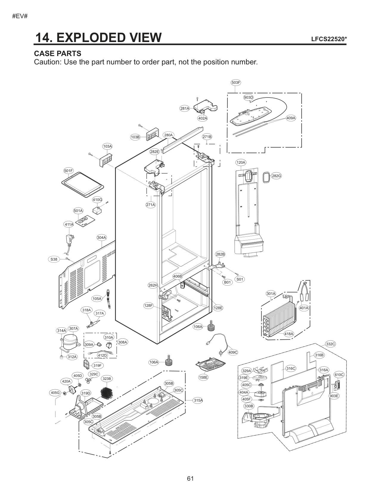 Parts diagram for the LG LFCS22520S, from the manufacturer document