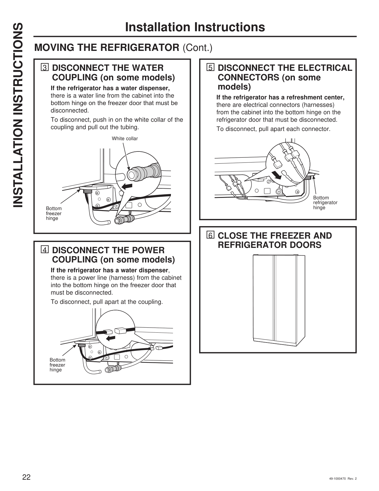Installation diagram for the GE PSE25KYHFS, from the manufacturer document