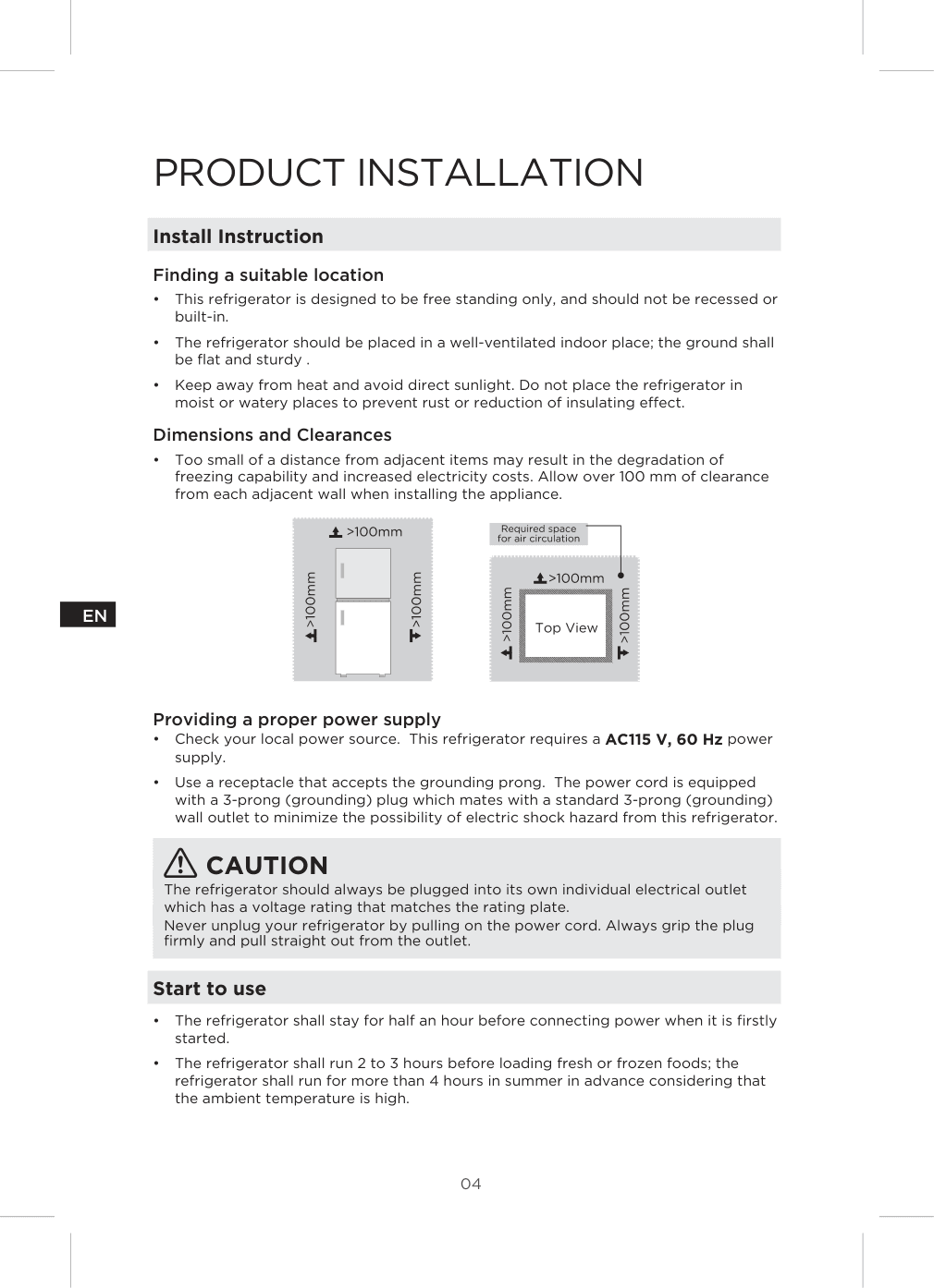 Installation diagram for the Midea MRT21D3BST, from the owner's manual