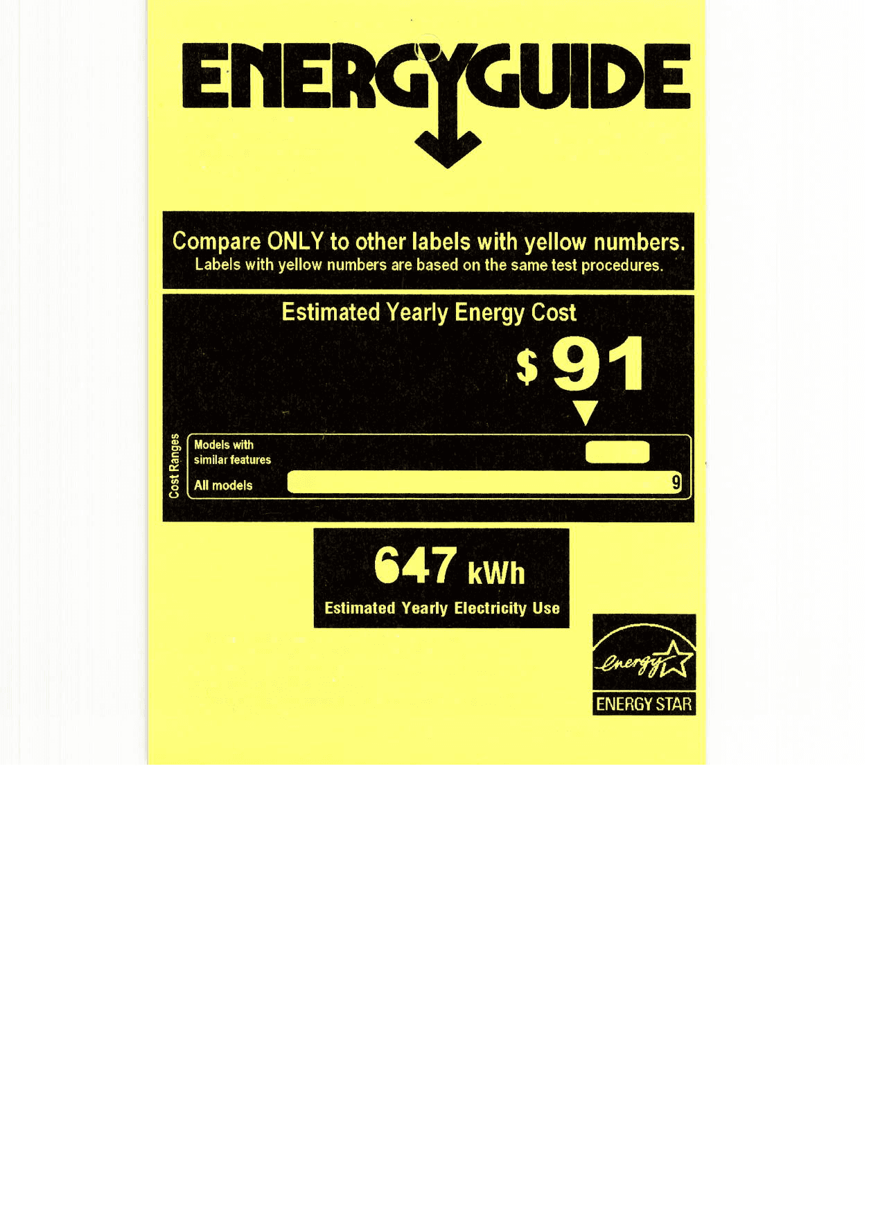 EnergyGuide label for the GE GYE21JYMFS, from the manufacturer document