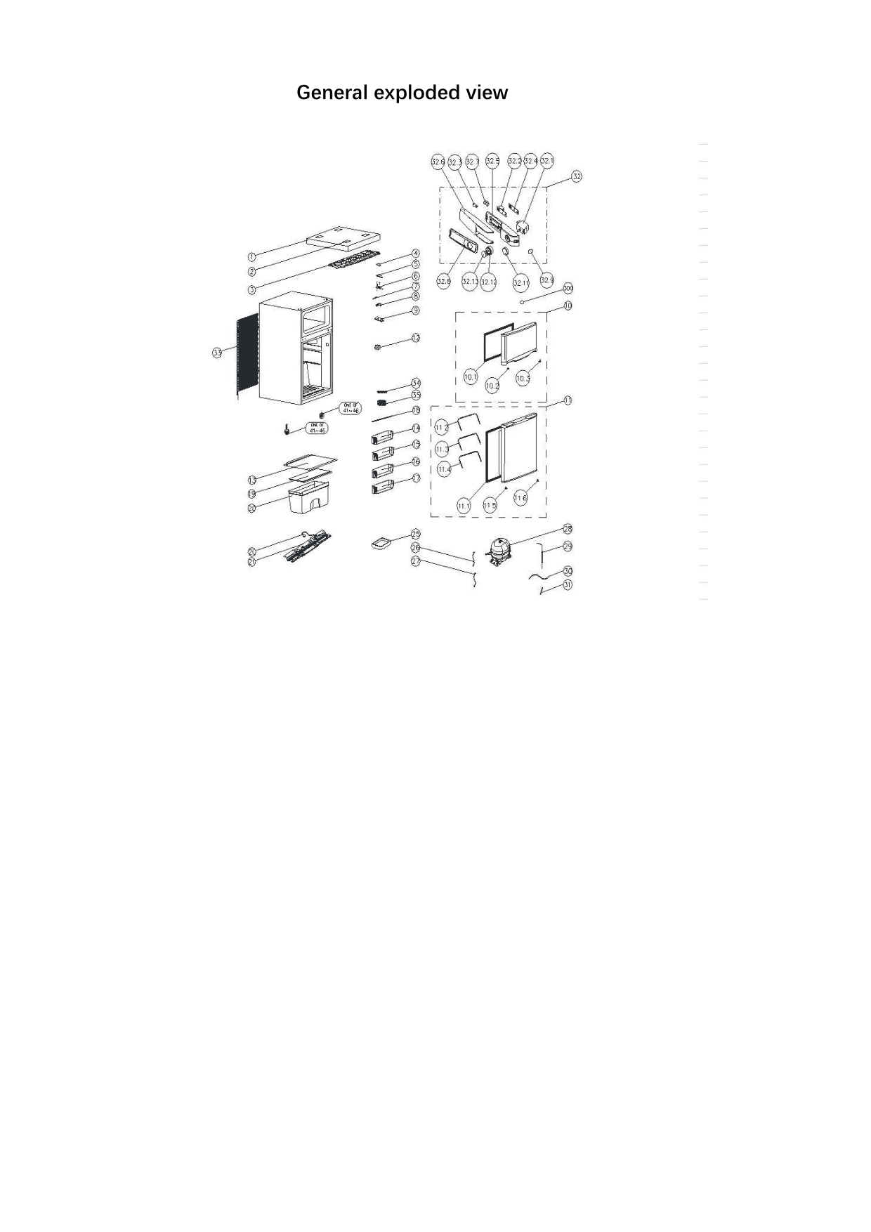 Parts diagram for the Premium Levella PRF316300HS, from the manufacturer document