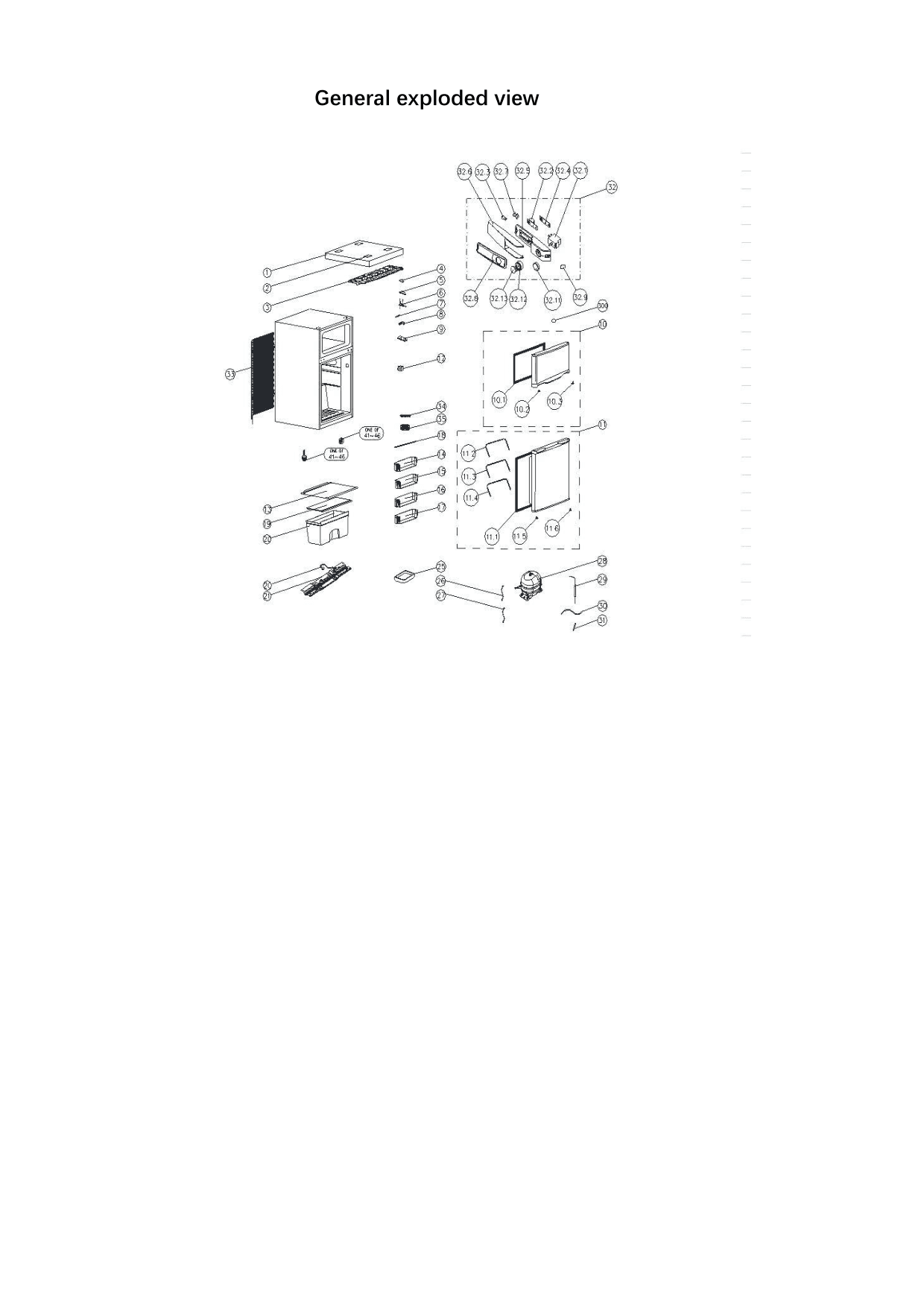 Parts diagram for the Premium Levella PRF315300HW, from the manufacturer document