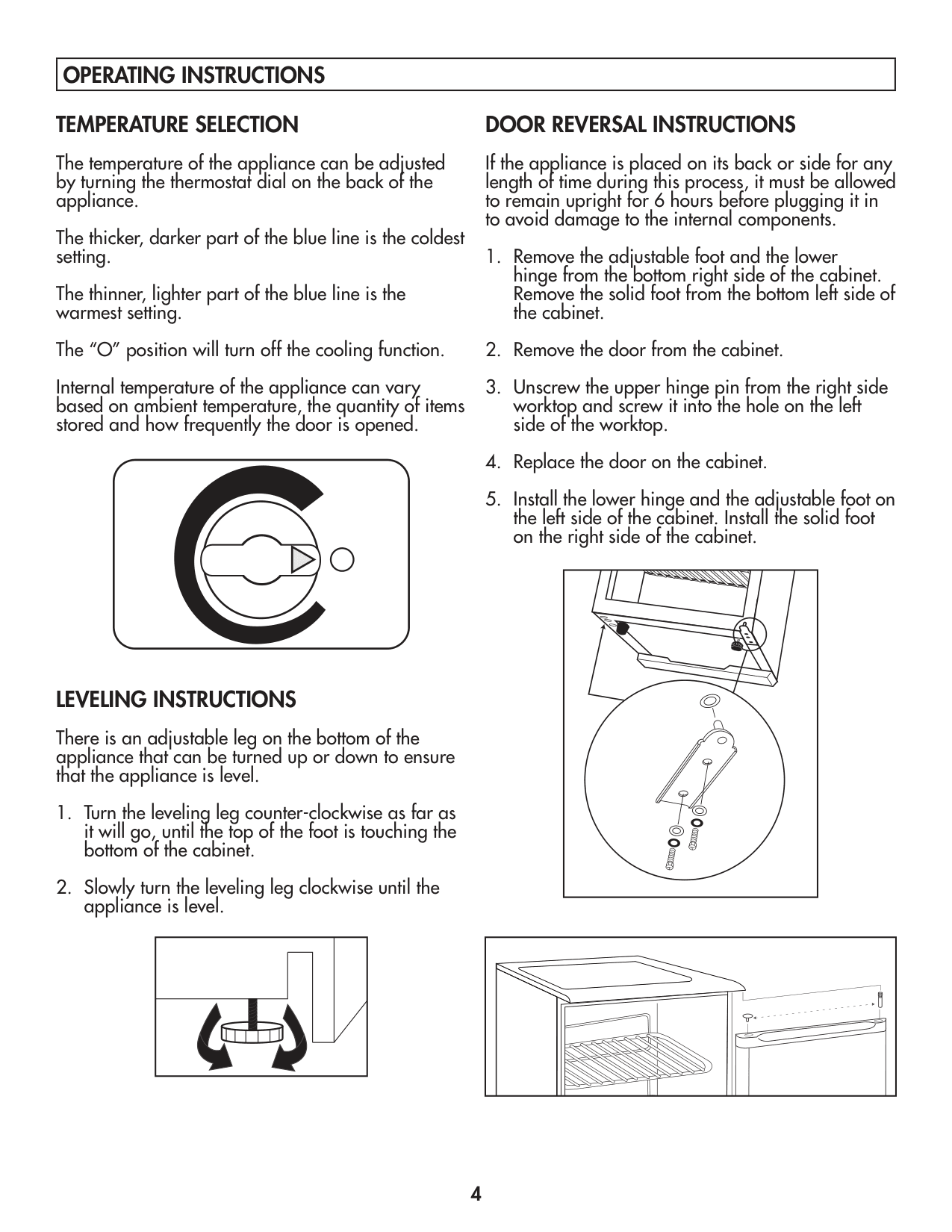 Installation diagram for the Danby DAR017A2BDD, from the manufacturer document