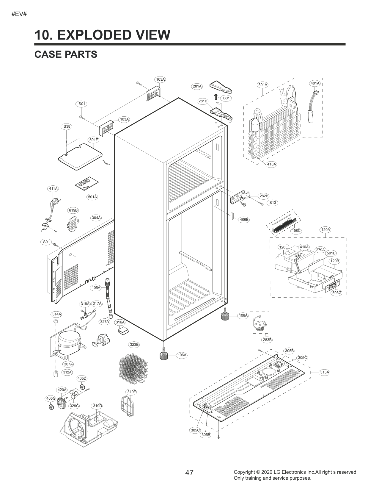 Parts diagram for the LG LTCS20020W, from the manufacturer document