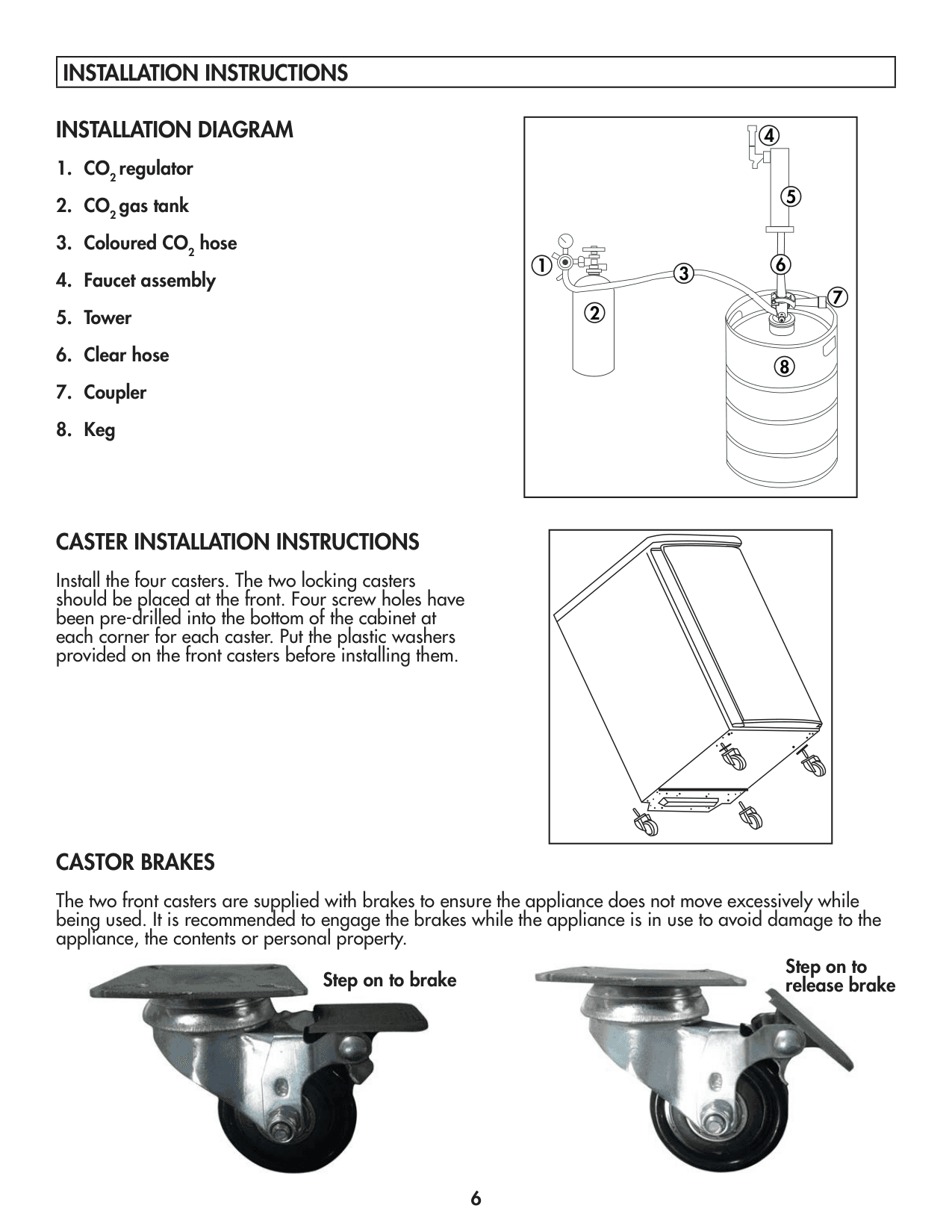 Installation diagram for the Danby DKC054A1BSLDB, from the manufacturer document