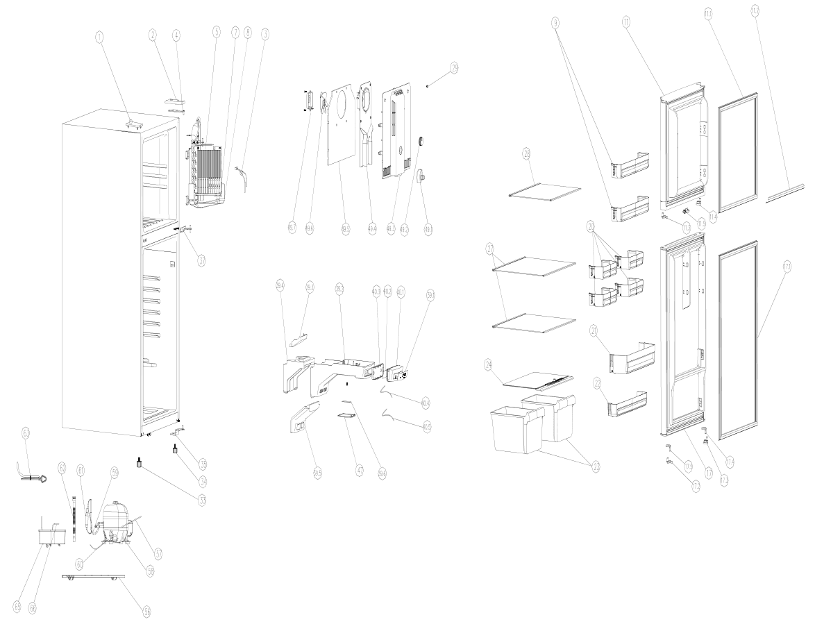 Parts diagram for the Avanti FF116B0W, from the manufacturer document