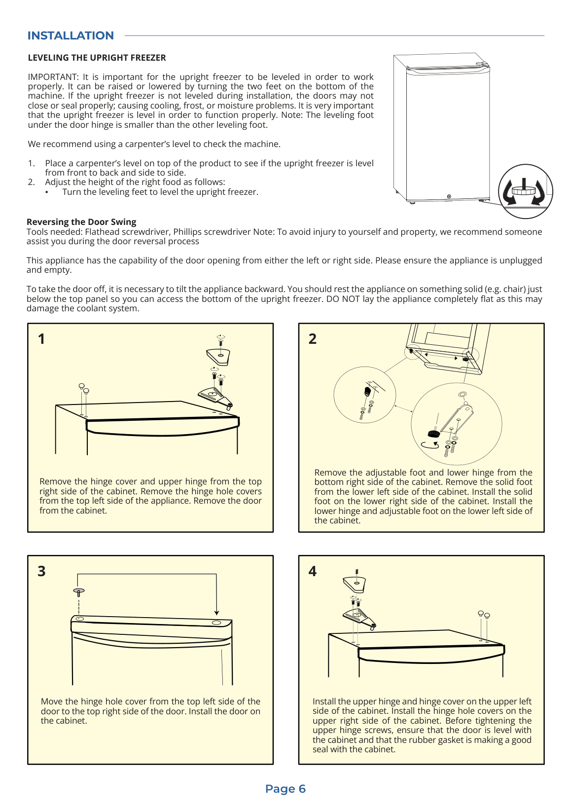 Installation diagram for the Whynter CUF-301BK, from the manufacturer document