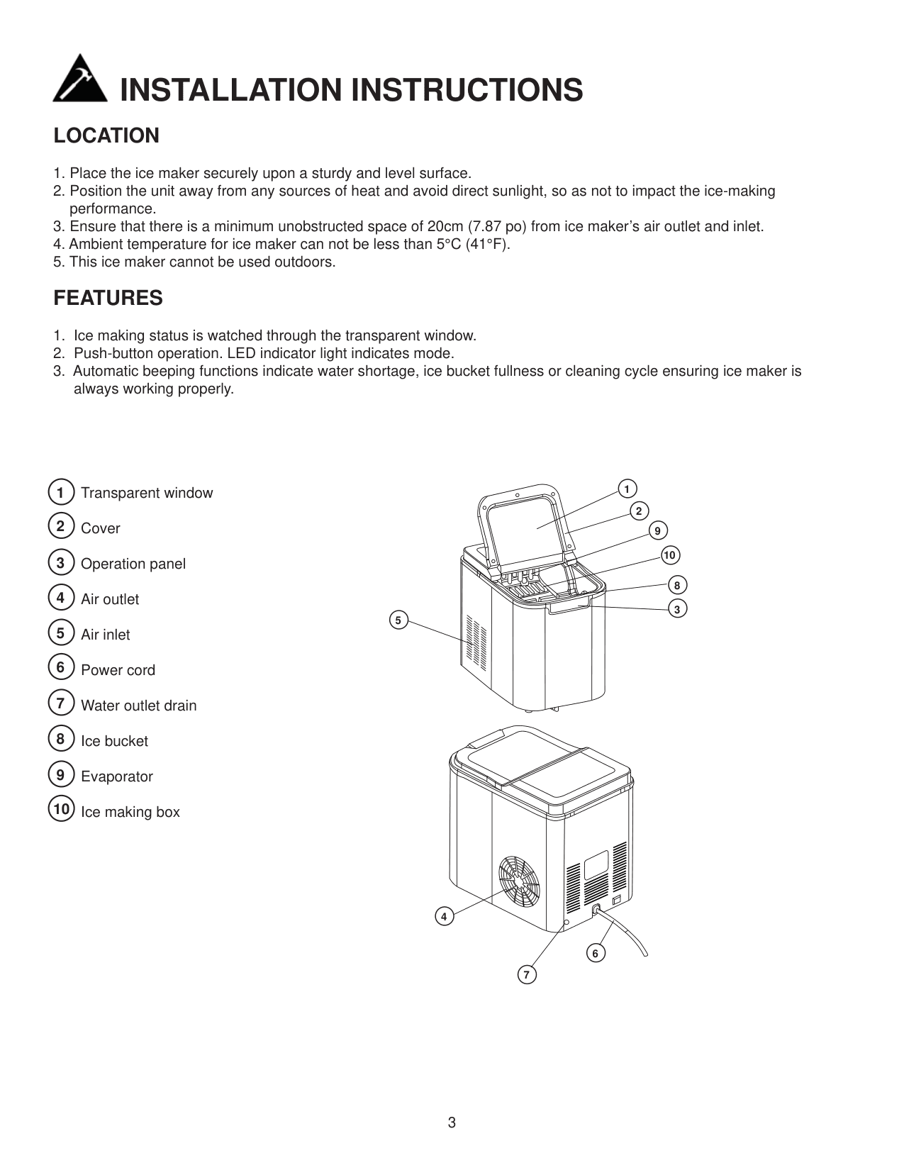Parts diagram for the Danby DIM2500SSDB, from the manufacturer document