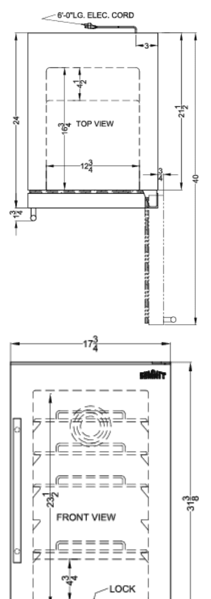 Dimension drawing for the Summit Appliance FF1843BKSADA, from the spec sheet