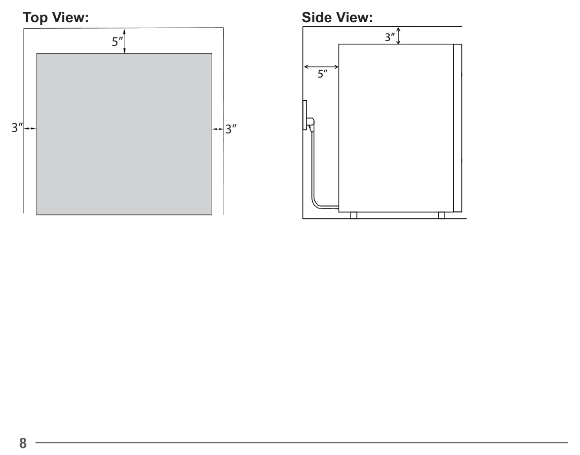 Installation diagram for the EdgeStar BWC91SS, from the owner's manual