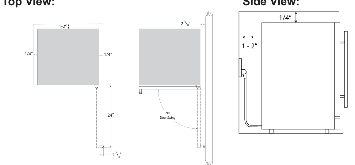 Installation diagram for the EdgeStar CBR1501SLD, from the owner's manual