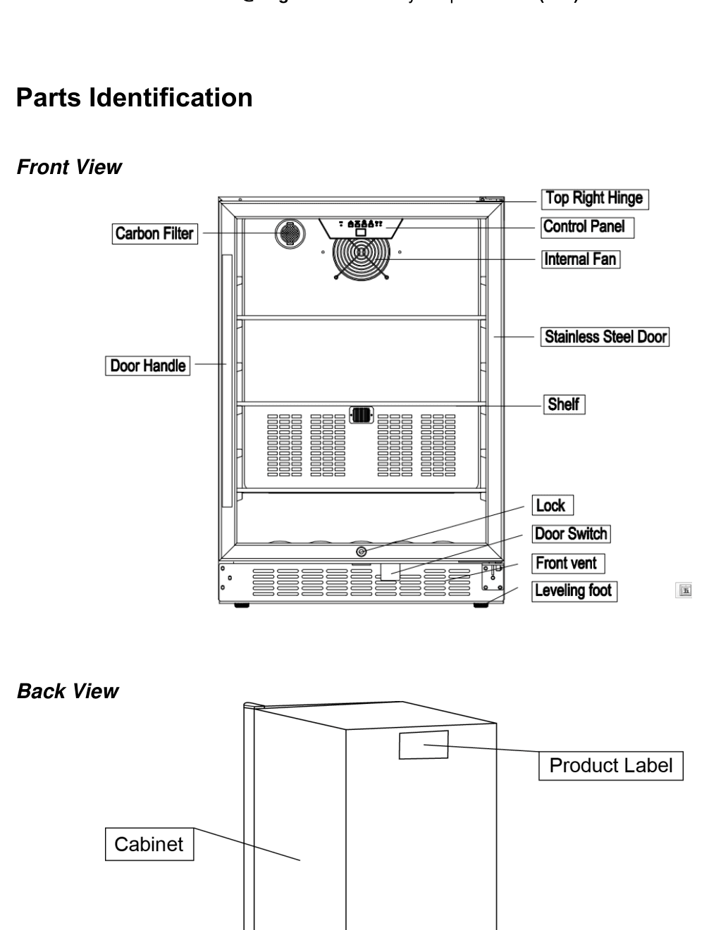 Parts diagram for the EdgeStar CBR1502SG, from the owner's manual