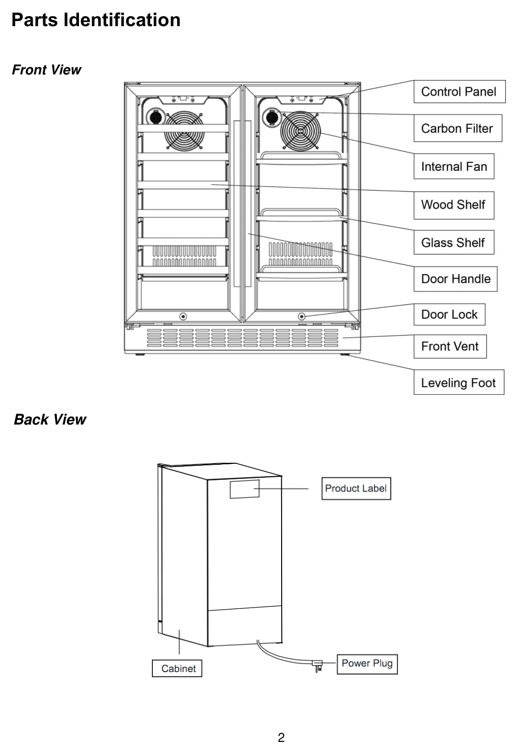 Parts diagram for the EdgeStar CWB2886FD, from the owner's manual