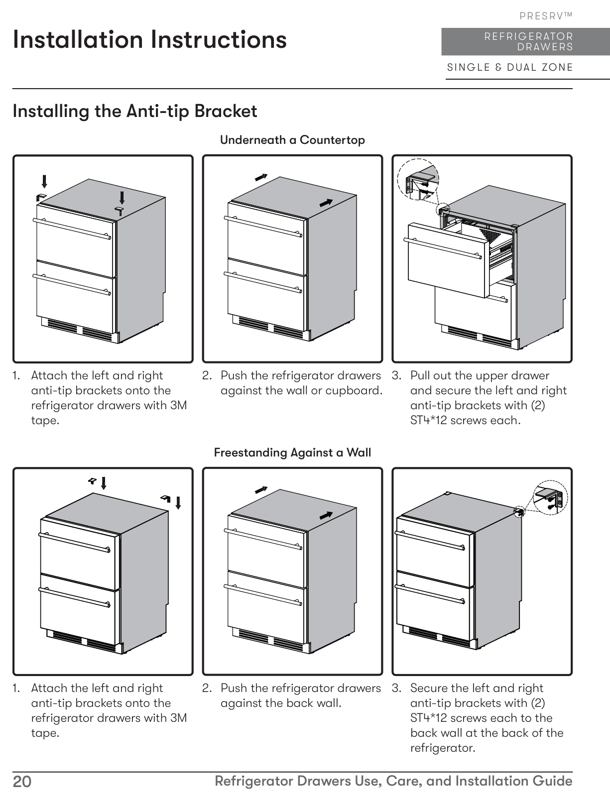 Installation diagram for the Zephyr PRRD24C2AS, from the owner's manual