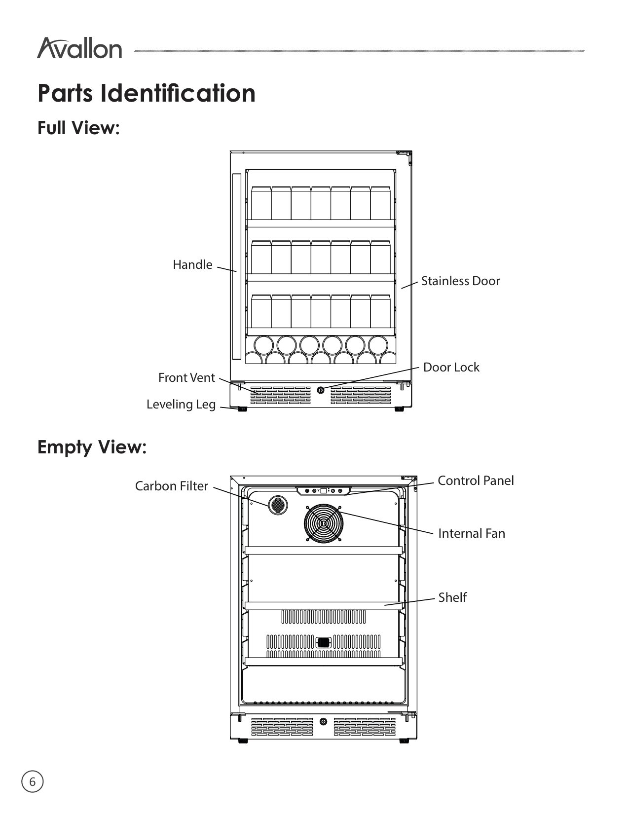 Parts diagram for the Avallon ABR242SGRH, from the manufacturer document