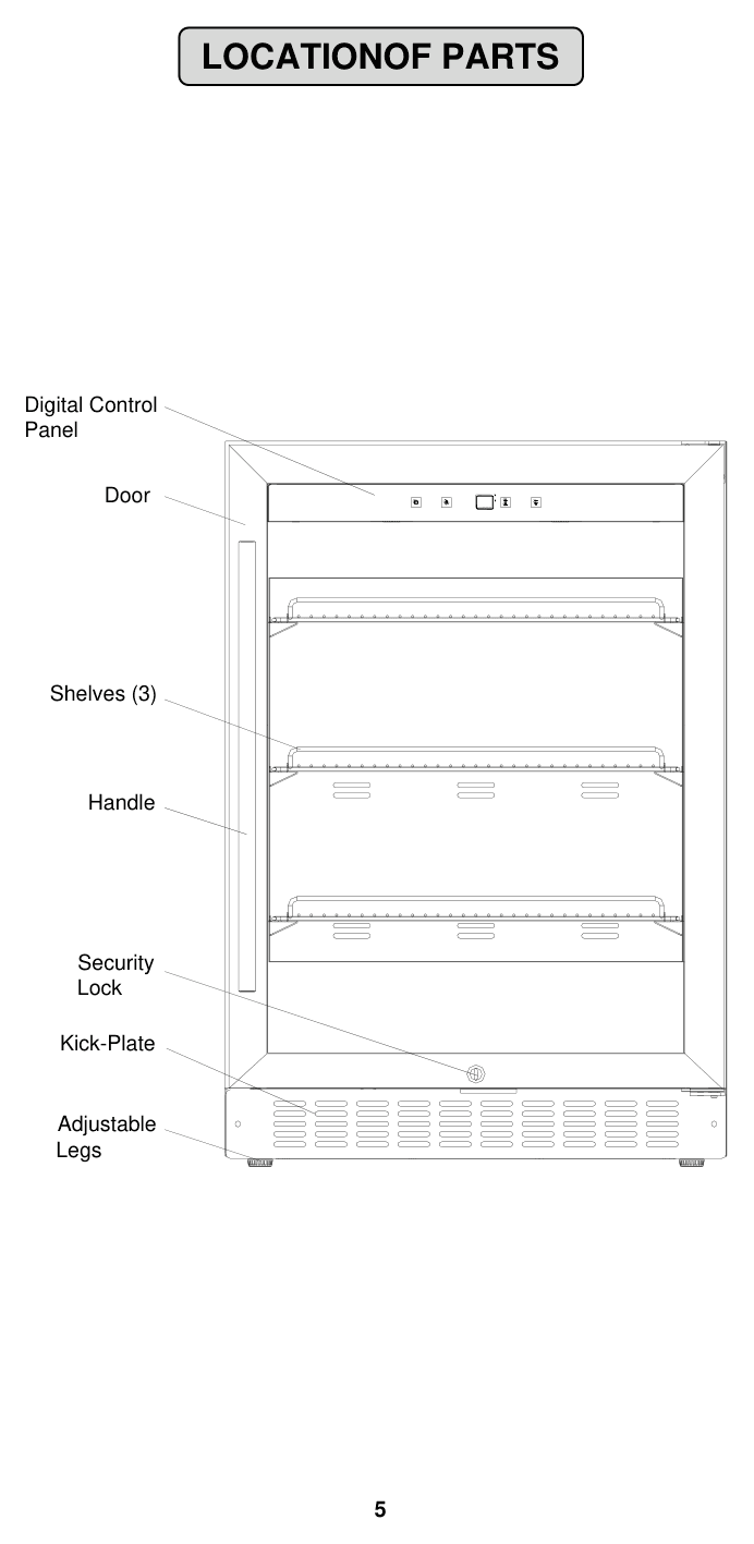 Parts diagram for the Summit Appliance SCR611GLOS, from the owner's manual