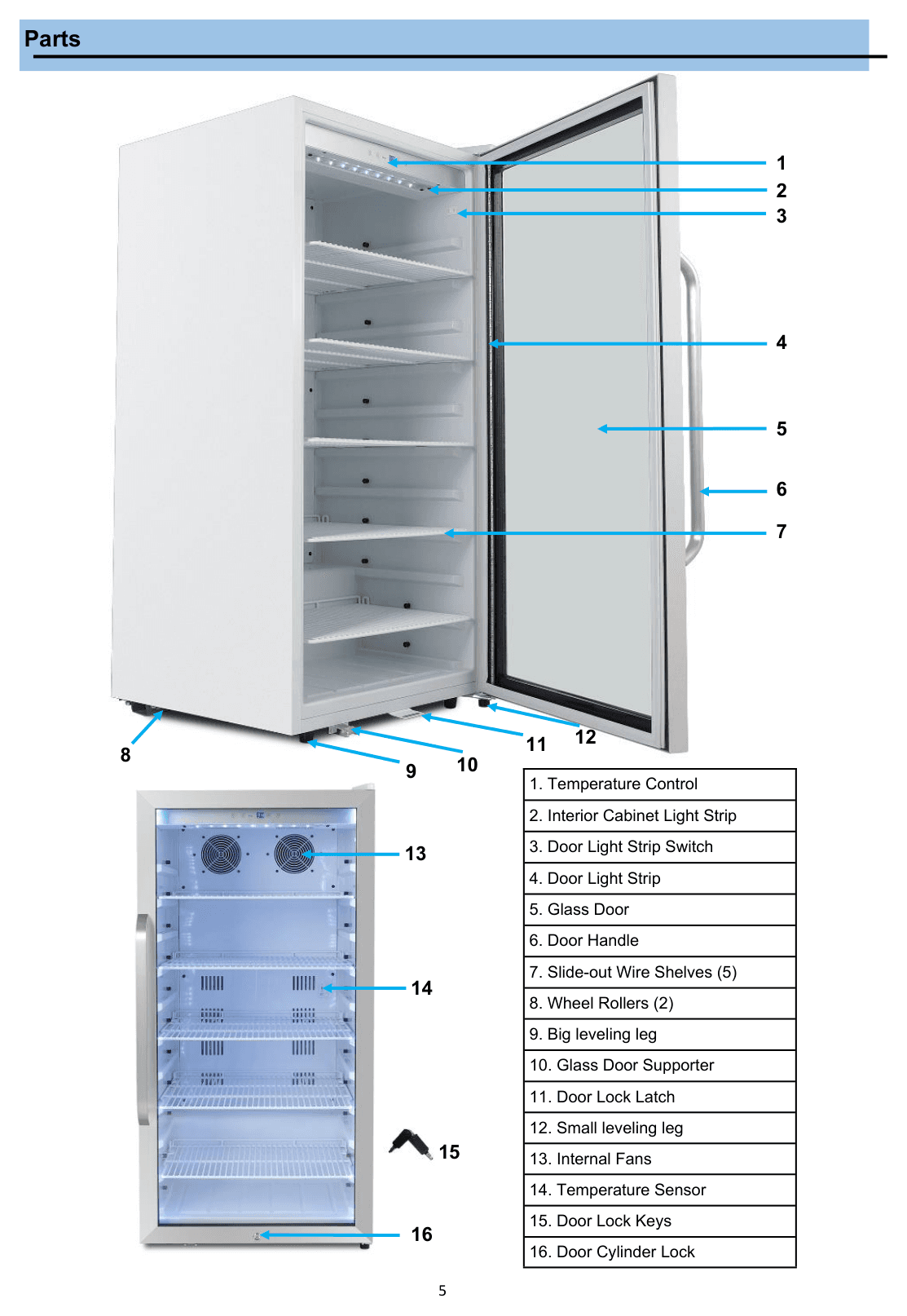 Parts diagram for the Whynter CBM-815WS, from the owner's manual