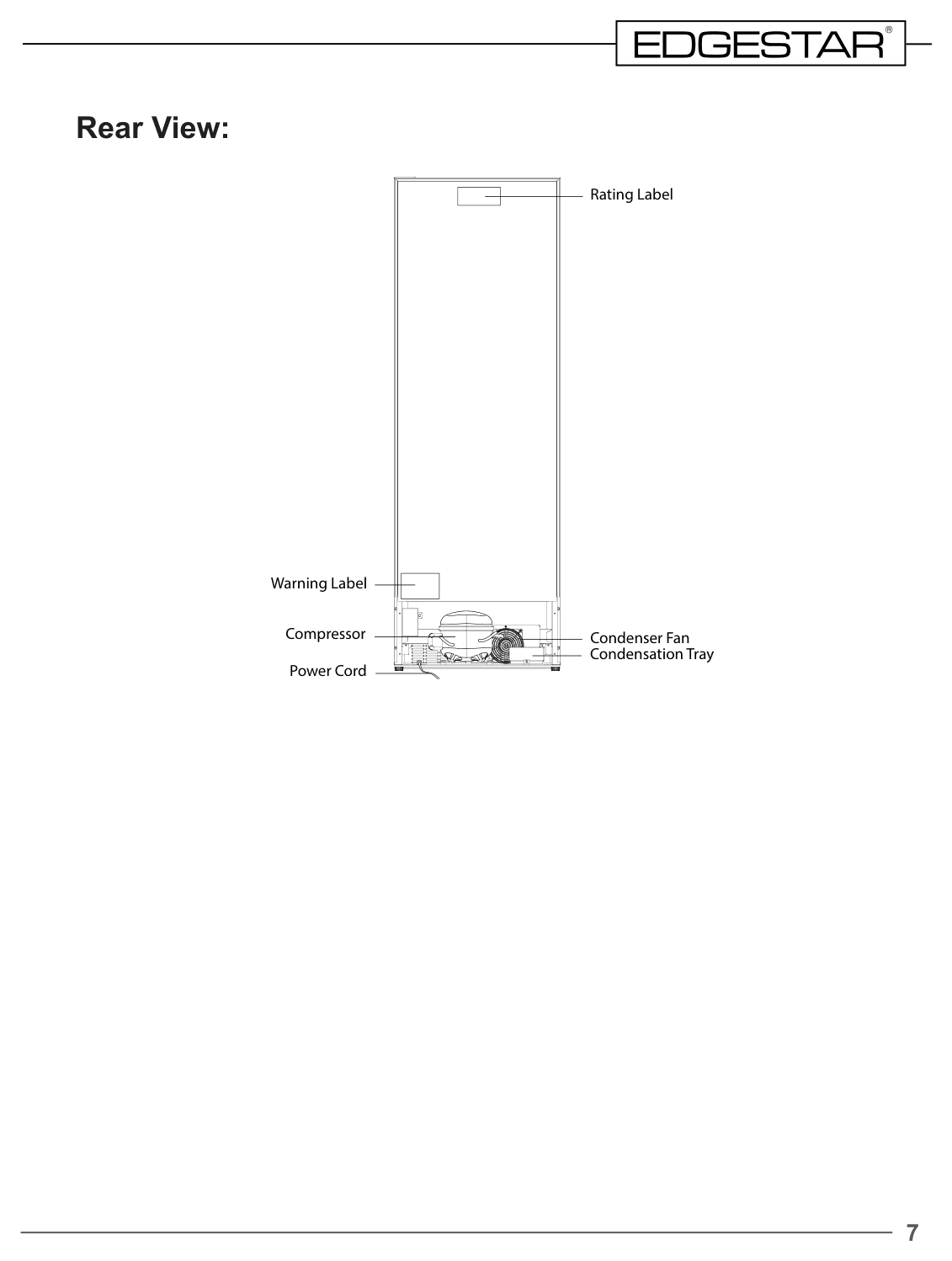 Parts diagram for the EdgeStar CWR1553DD, from the owner's manual