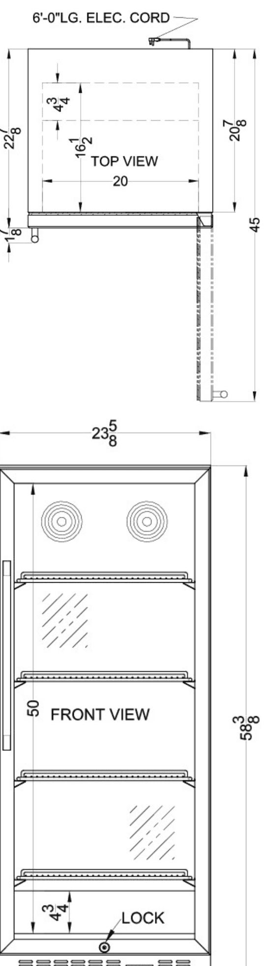 Dimension drawing for the Summit Appliance SCR1156, from the owner's manual