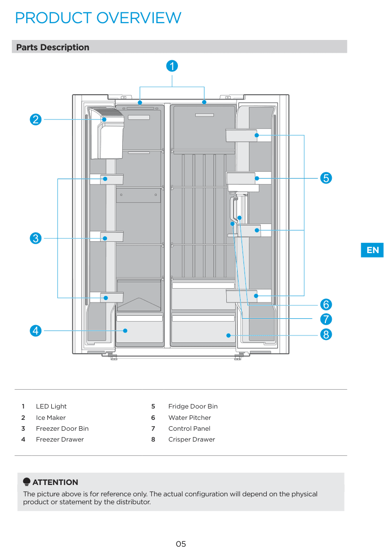 Parts diagram for the Midea MRS25I7BST, from the spec sheet