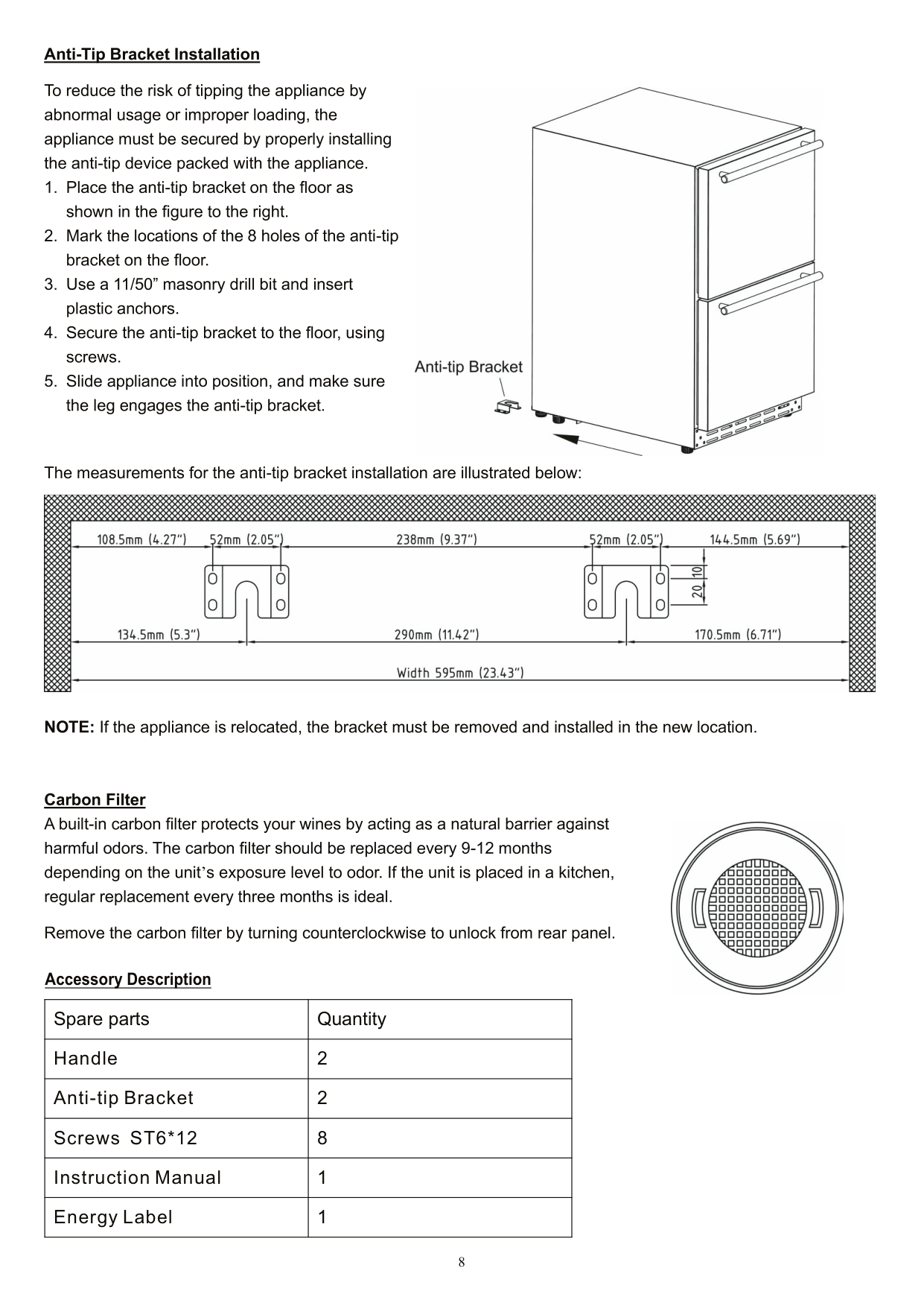 Installation diagram for the Elica EBD51SS1, from the manufacturer document