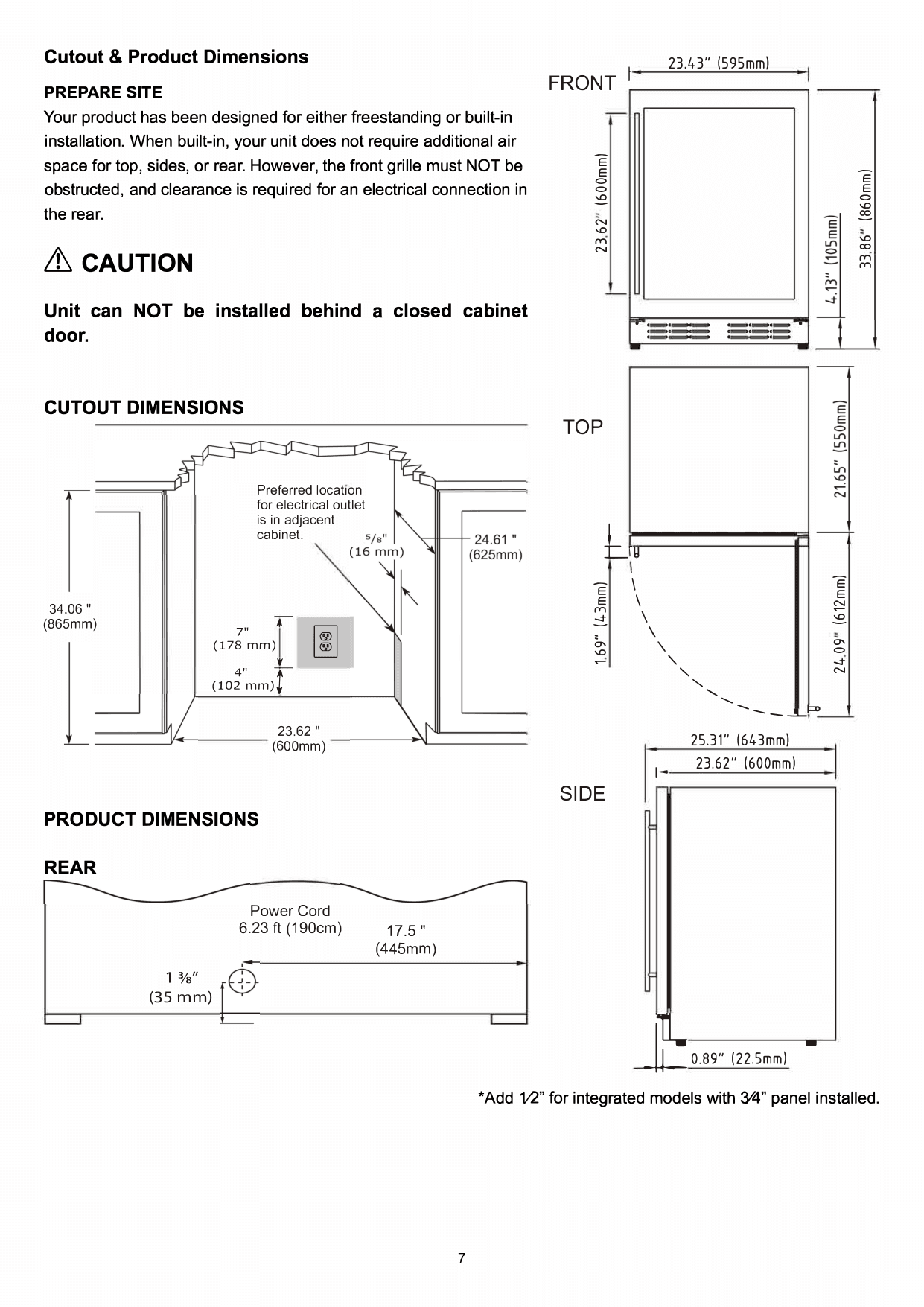 Dimension drawing for the Elica EBS52SS1, from the manufacturer document