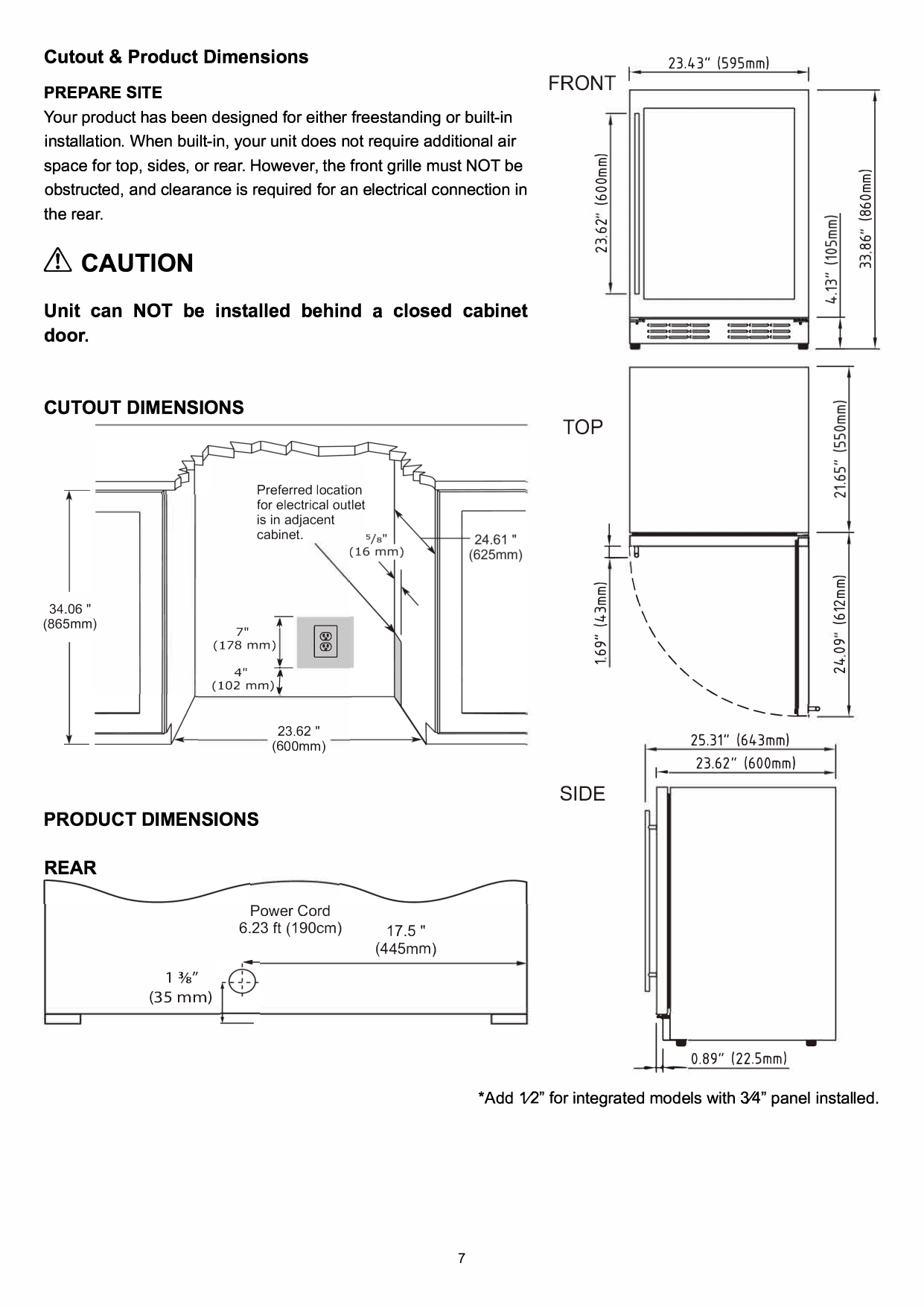Dimension drawing for the Elica EBS51SS1, from the manufacturer document