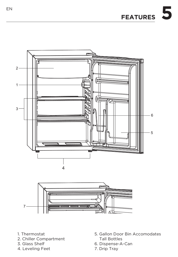 Parts diagram for the Frigidaire EFR492, from the owner's manual