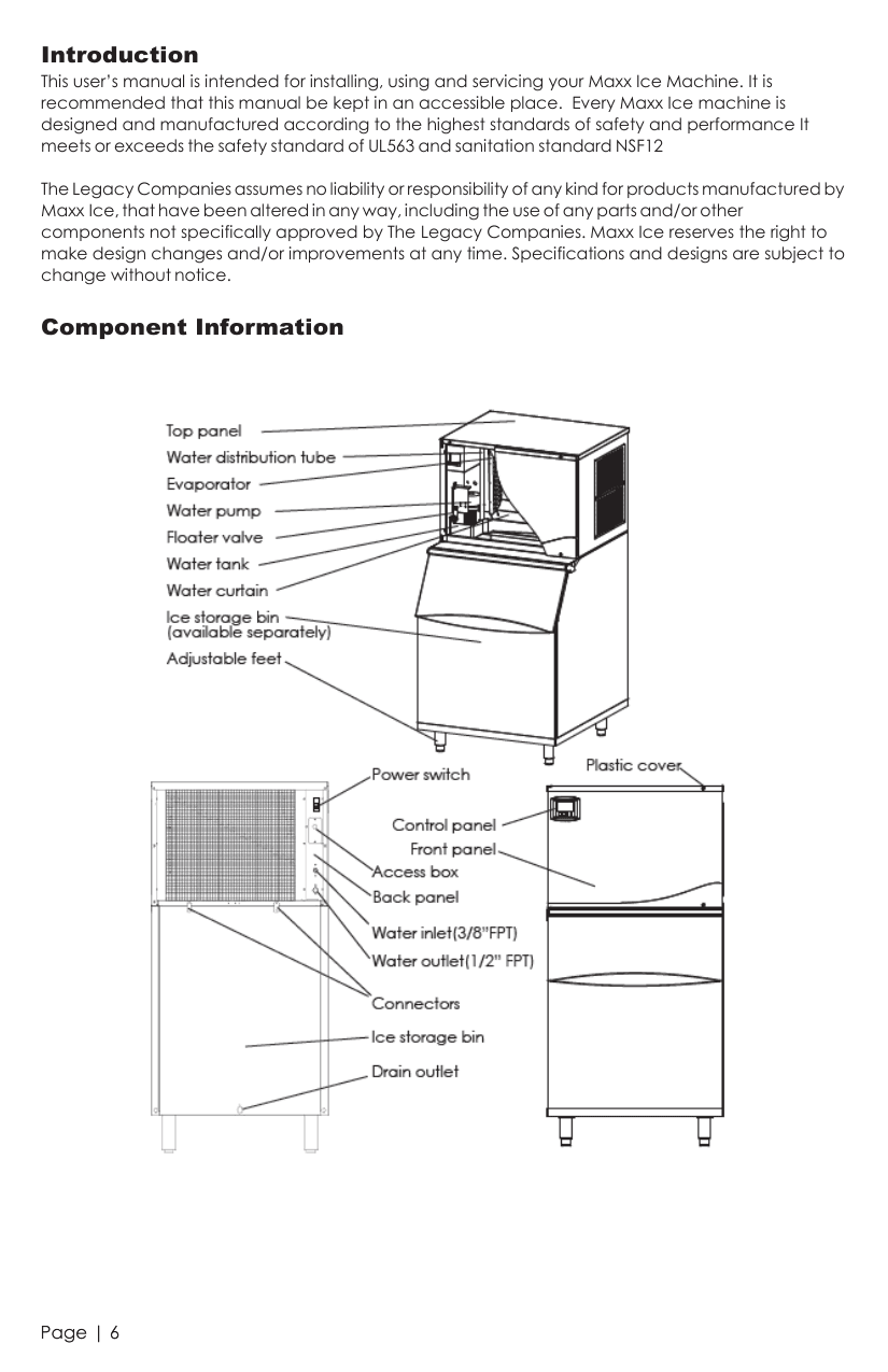 Parts diagram for the Maxx Ice MIM360NH, from the owner's manual