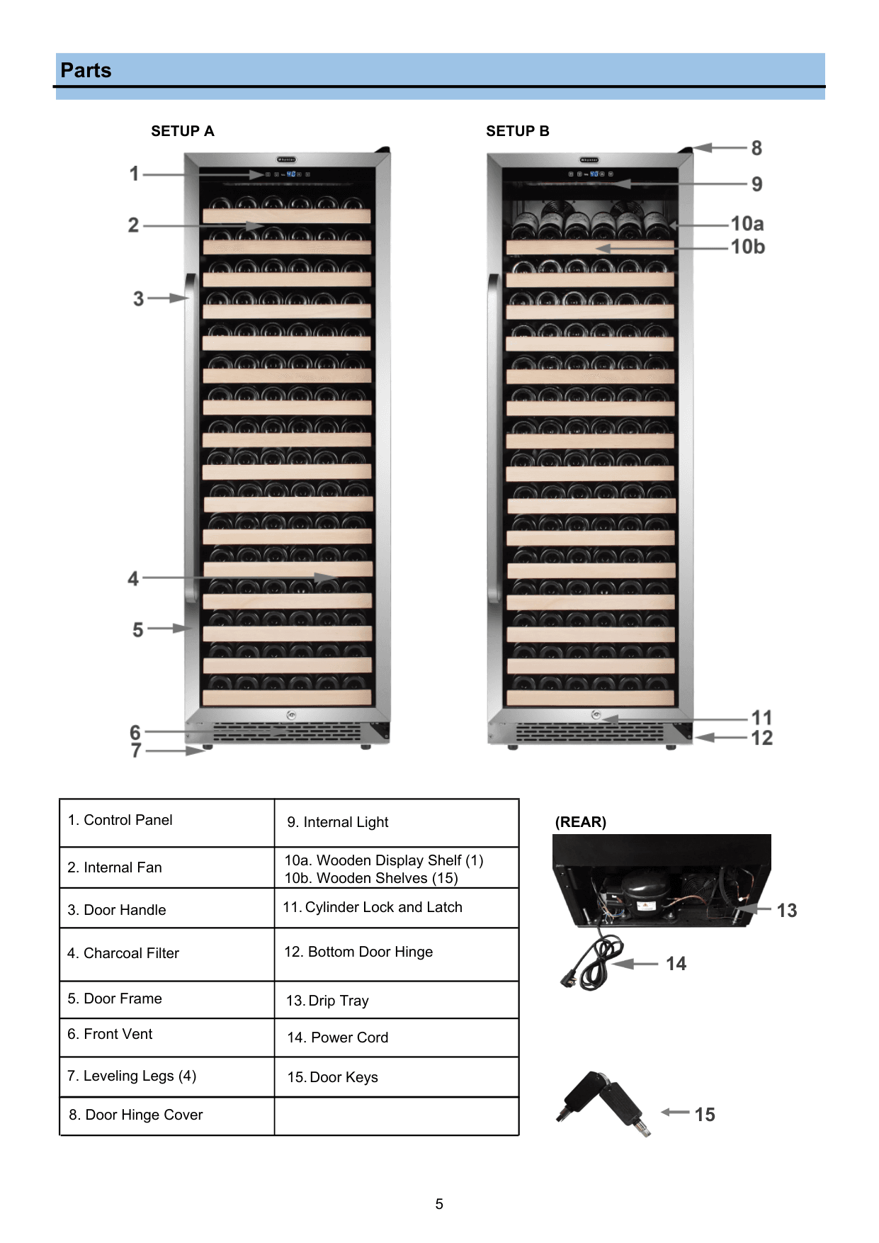 Parts diagram for the Whynter BWR-1662SD, from the manufacturer document