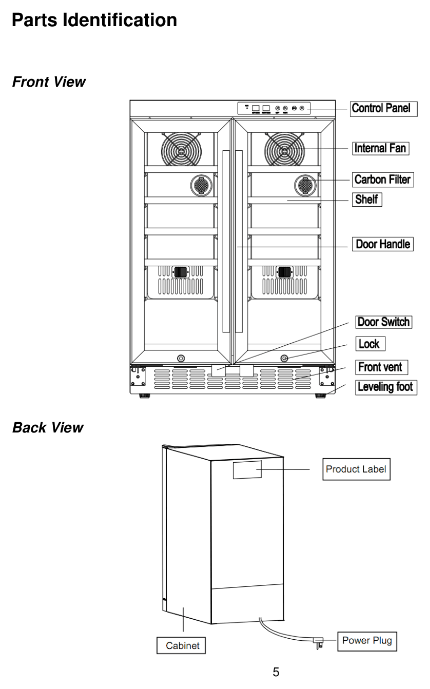 Parts diagram for the EdgeStar CWR362FD, from the owner's manual