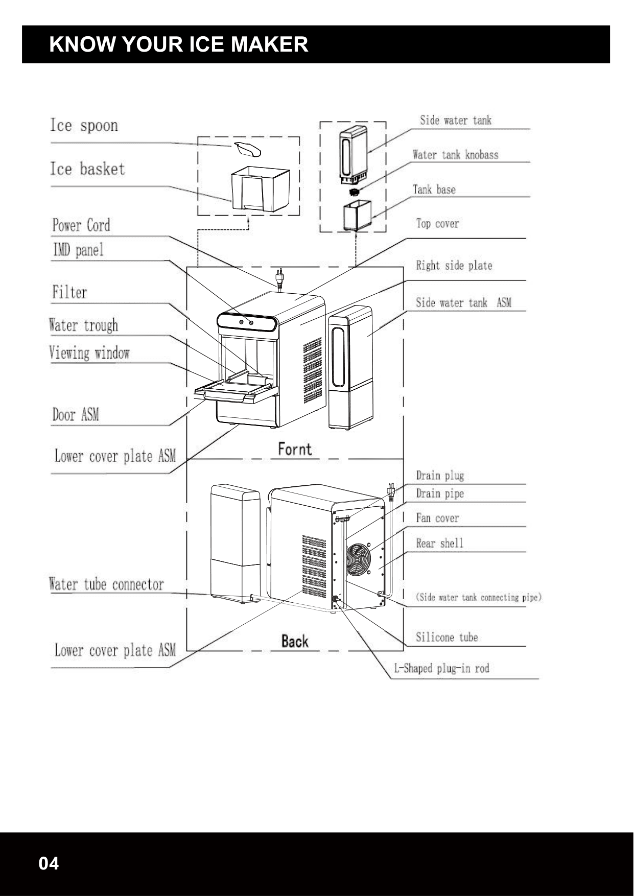 Parts diagram for the Euhomy IM025-NBS-USZX, from the manufacturer document