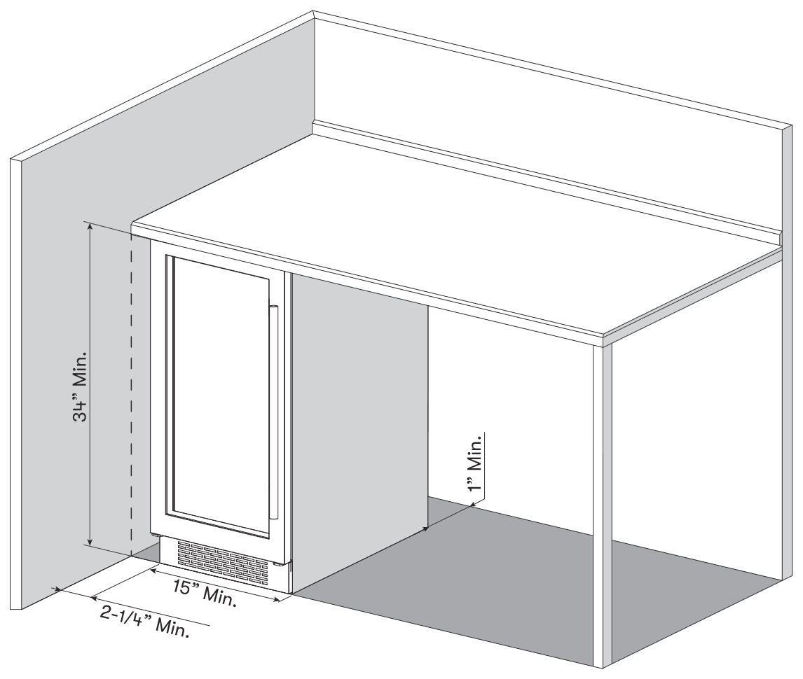 Installation diagram for the Zephyr BWN15C01AG, from the owner's manual