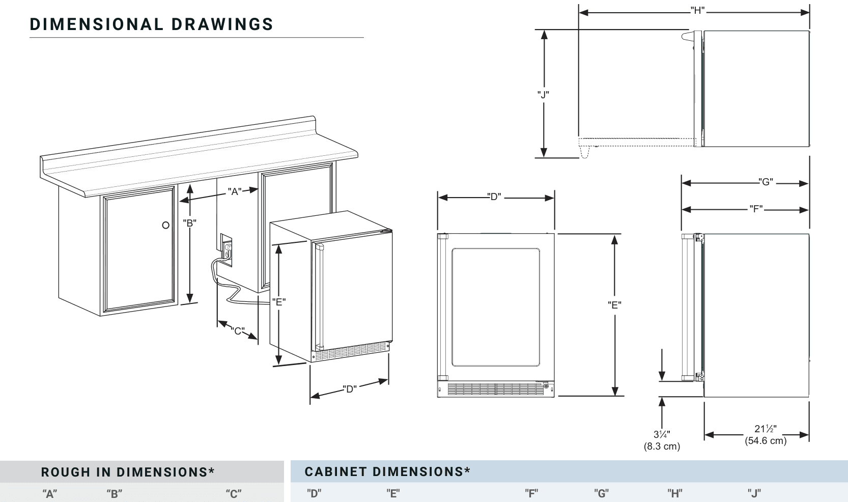 Dimension drawing for the Marvel Refrigeration MPBD424SS31A, from the spec sheet