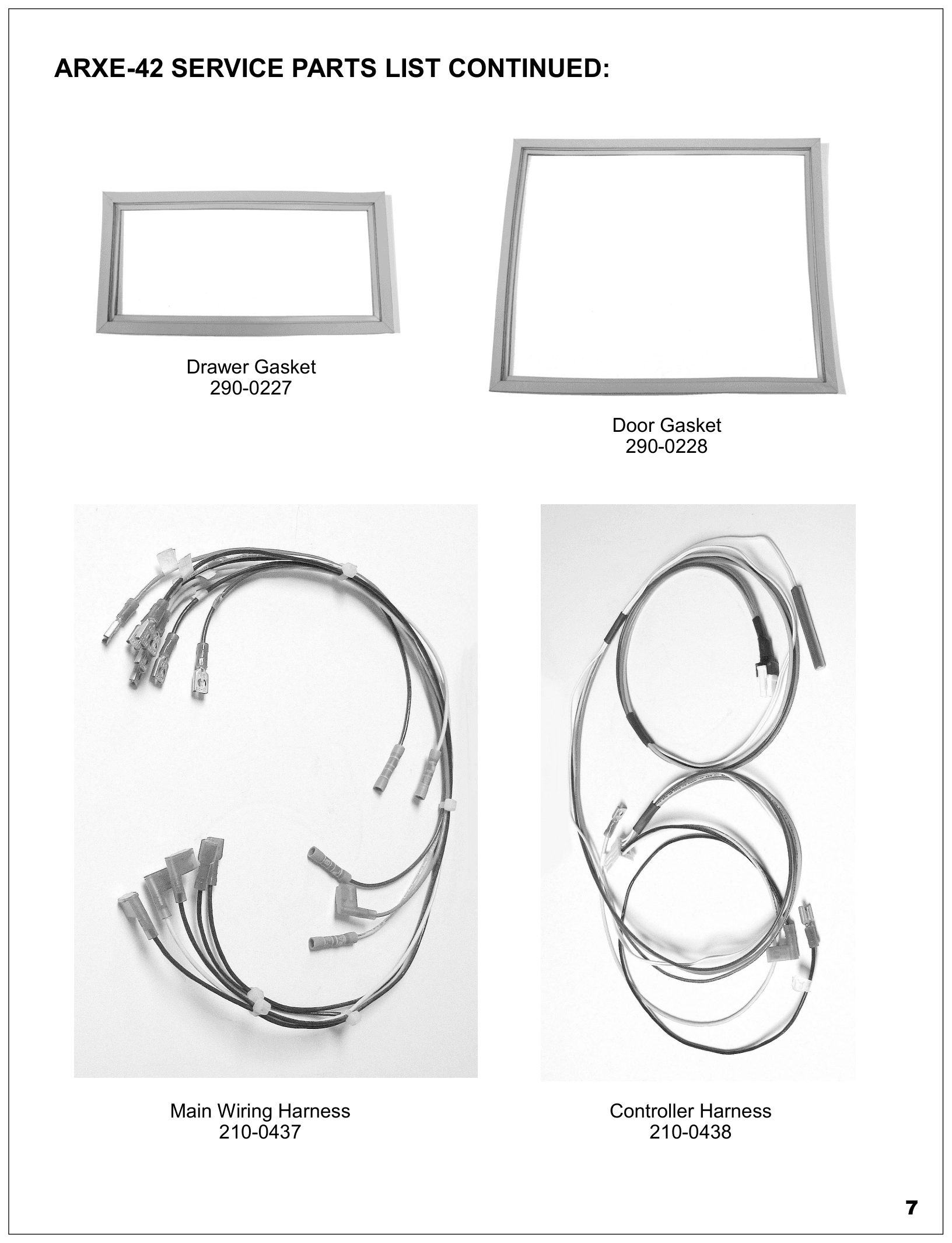 Parts diagram for the Alfresco ARXE-42, from the owner's manual