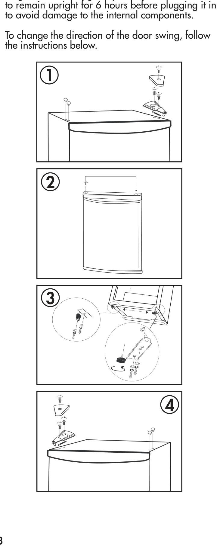 Installation diagram for the Danby DAR044A4WDD, from the owner's manual