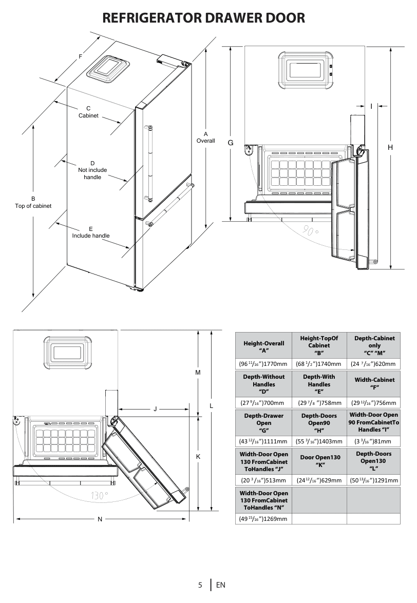 Dimension drawing for the Smeg BM30URXI, from the owner's manual