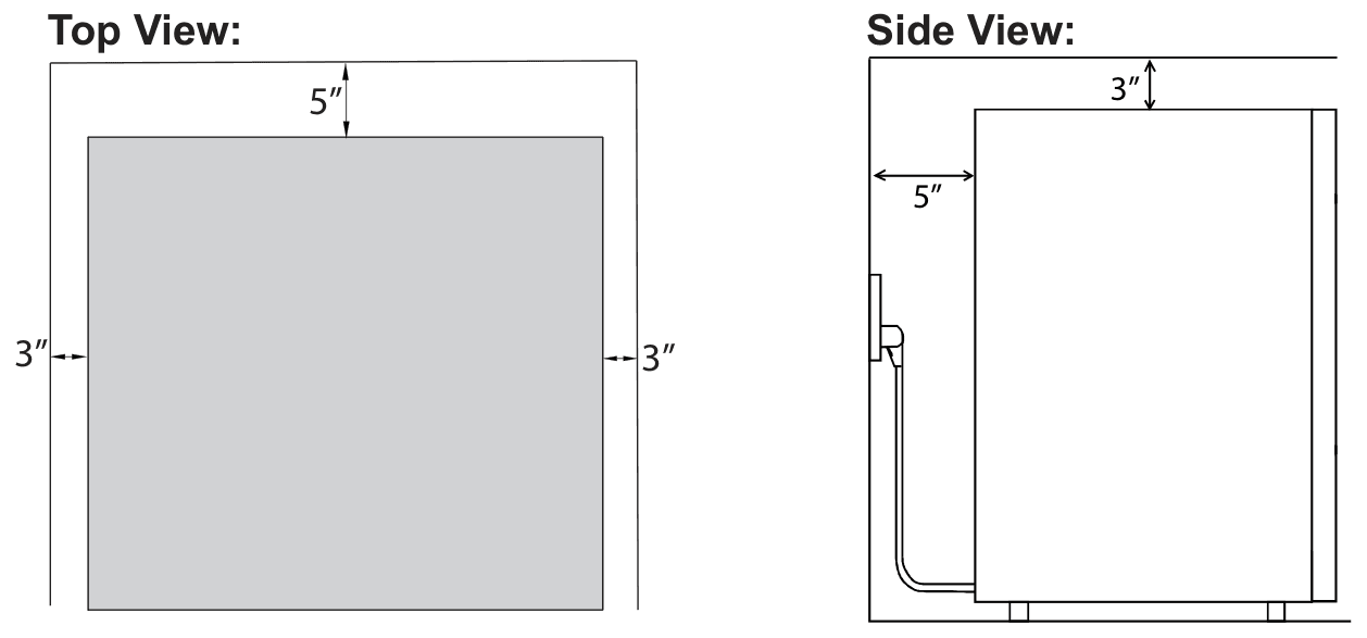 Installation diagram for the EdgeStar BWC121SS, from the owner's manual