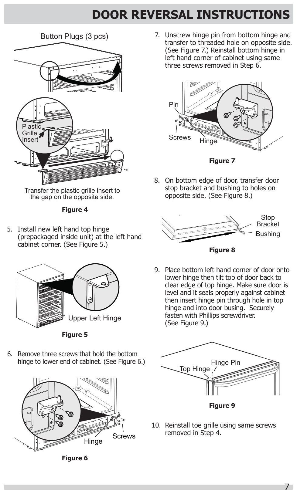 Installation diagram for the Frigidaire FGWC5233TS, from the owner's manual