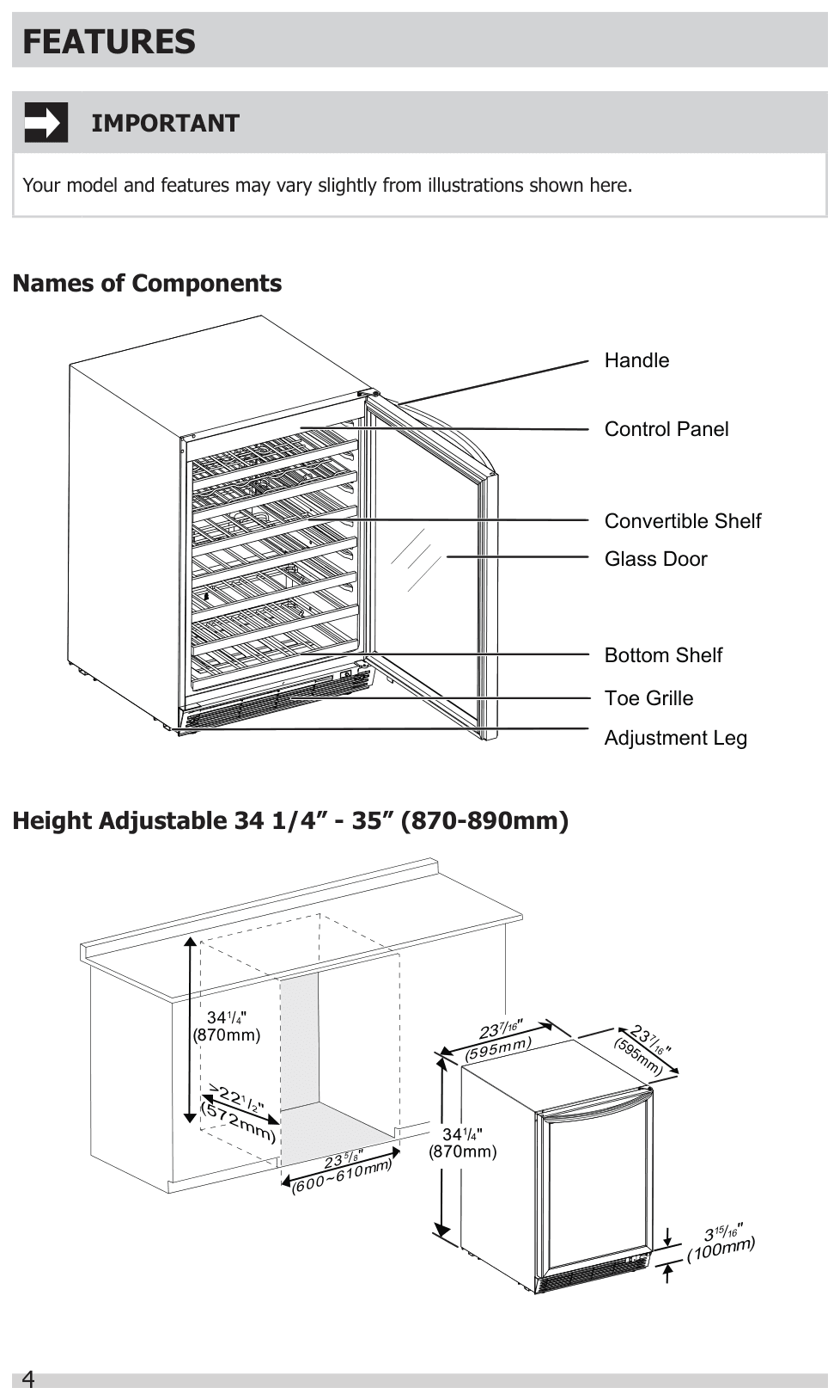 Parts diagram for the Frigidaire FGWC5233TS, from the owner's manual