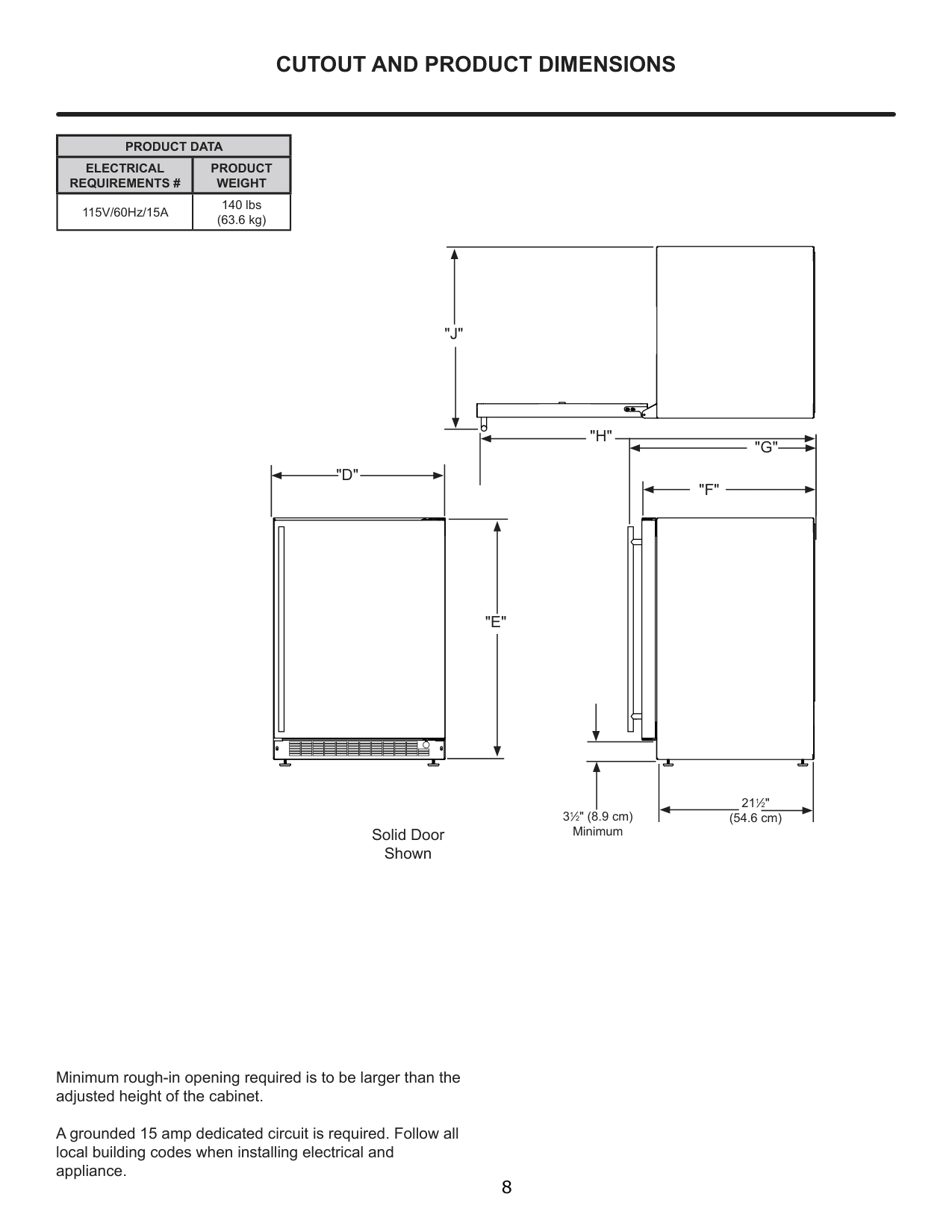Dimension drawing for the Marvel MLRE124SS11A, from the manufacturer document