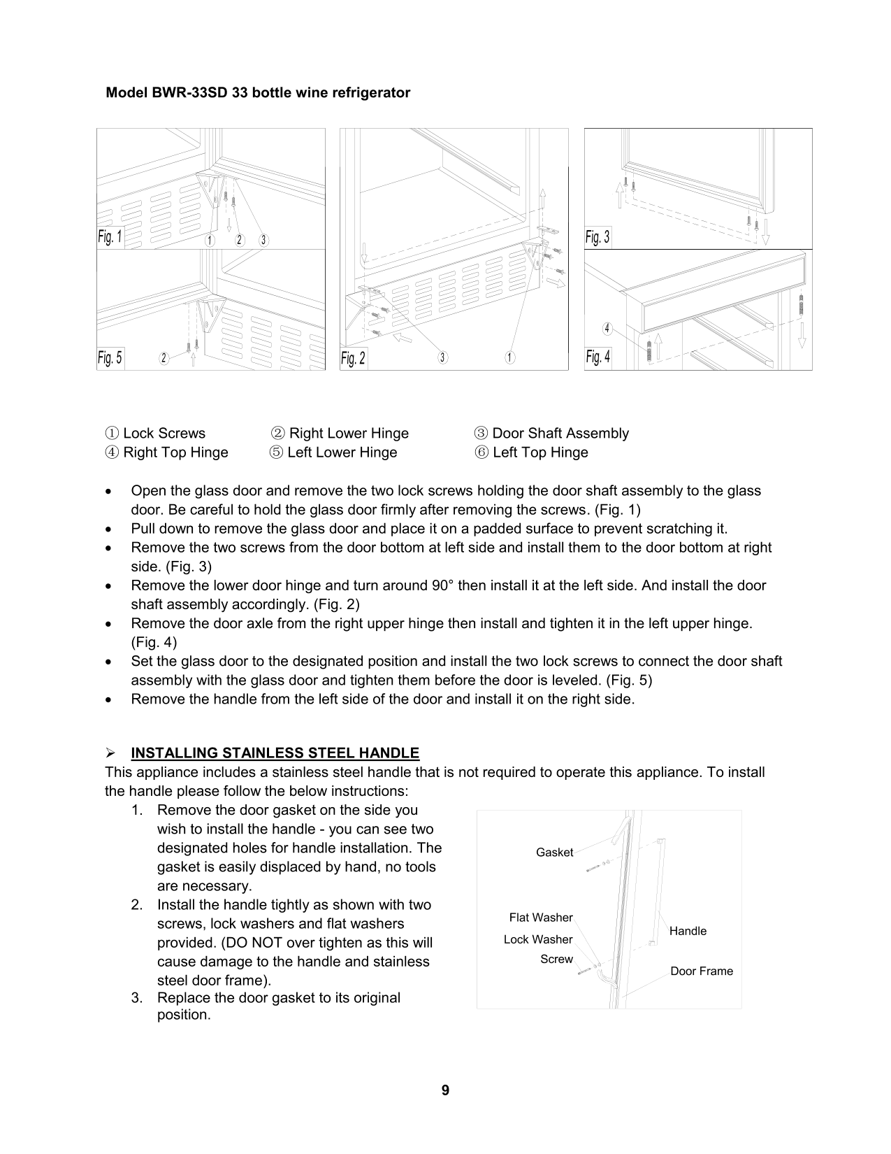Installation diagram for the Whynter BWR-33SD, from the manufacturer document
