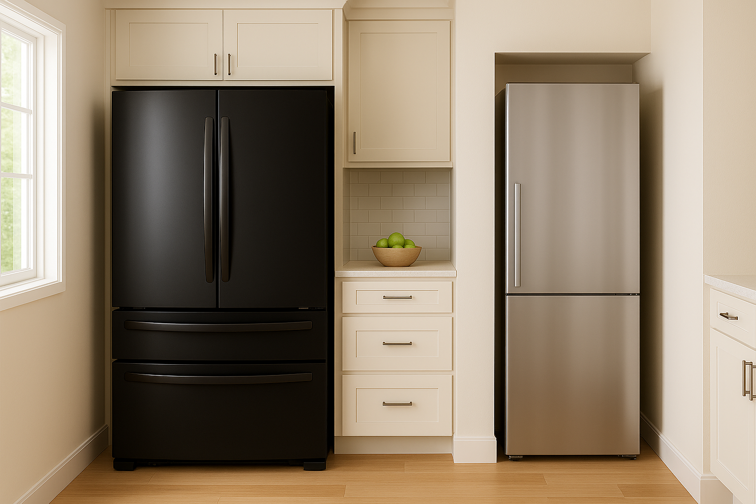 Black Stainless Refrigerator Vs. Narrow Refrigerator | Fridge.com
