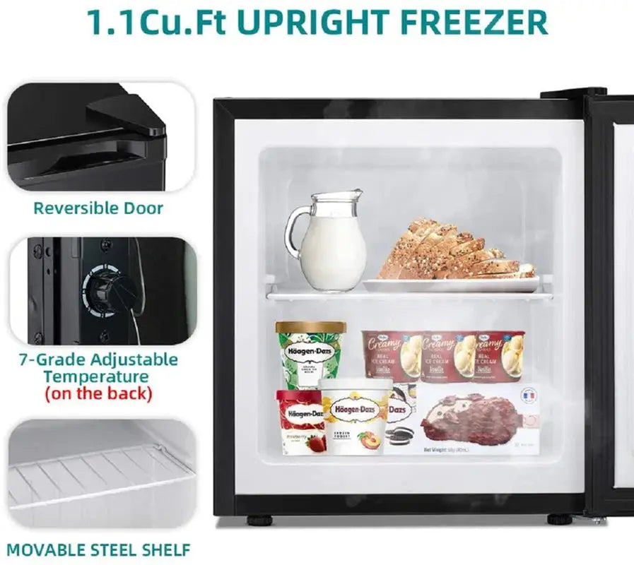 1.1 Cubic Feet Undercounter Upright Freezer with Adjustable Temperature Controls | Fridge.com