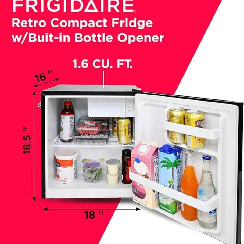 1.6 Cu. Ft. Retro Compact Fridge with Chiller, Countertop Fridge with Built-In Bottle Opener | Fridge.com