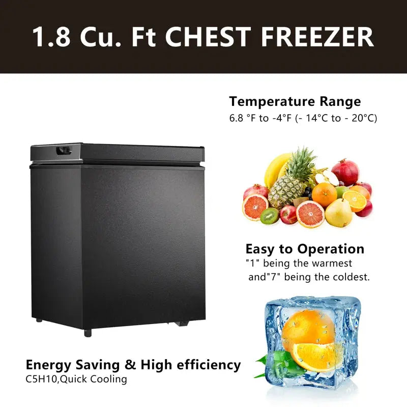 1.8 Cubic Feet Garage Ready Chest Freezer with Adjustable Temperature Controls | Fridge.com