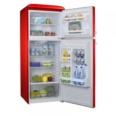 10.0 Cu. Ft. Retro Top Freezer Refrigerator with Dual Door True Freezer, Frost Free in Red | Fridge.com