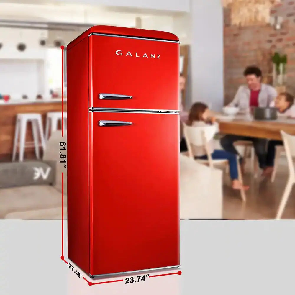 10.0 Cu. Ft. Retro Top Freezer Refrigerator with Dual Door True Freezer, Frost Free in Red | Fridge.com