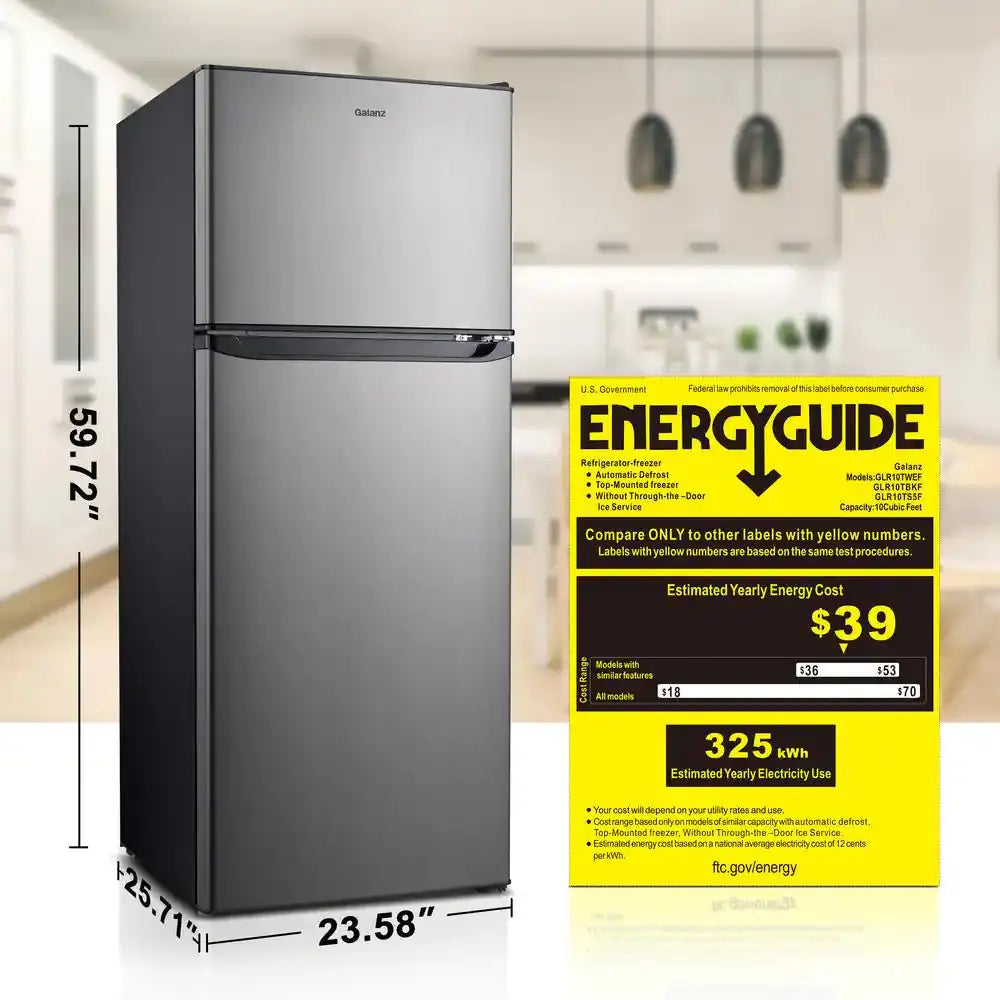 10.0 Cu. Ft. Top Freezer Refrigerator with Dual Door, Frost Free in Stainless Steel Look | Fridge.com